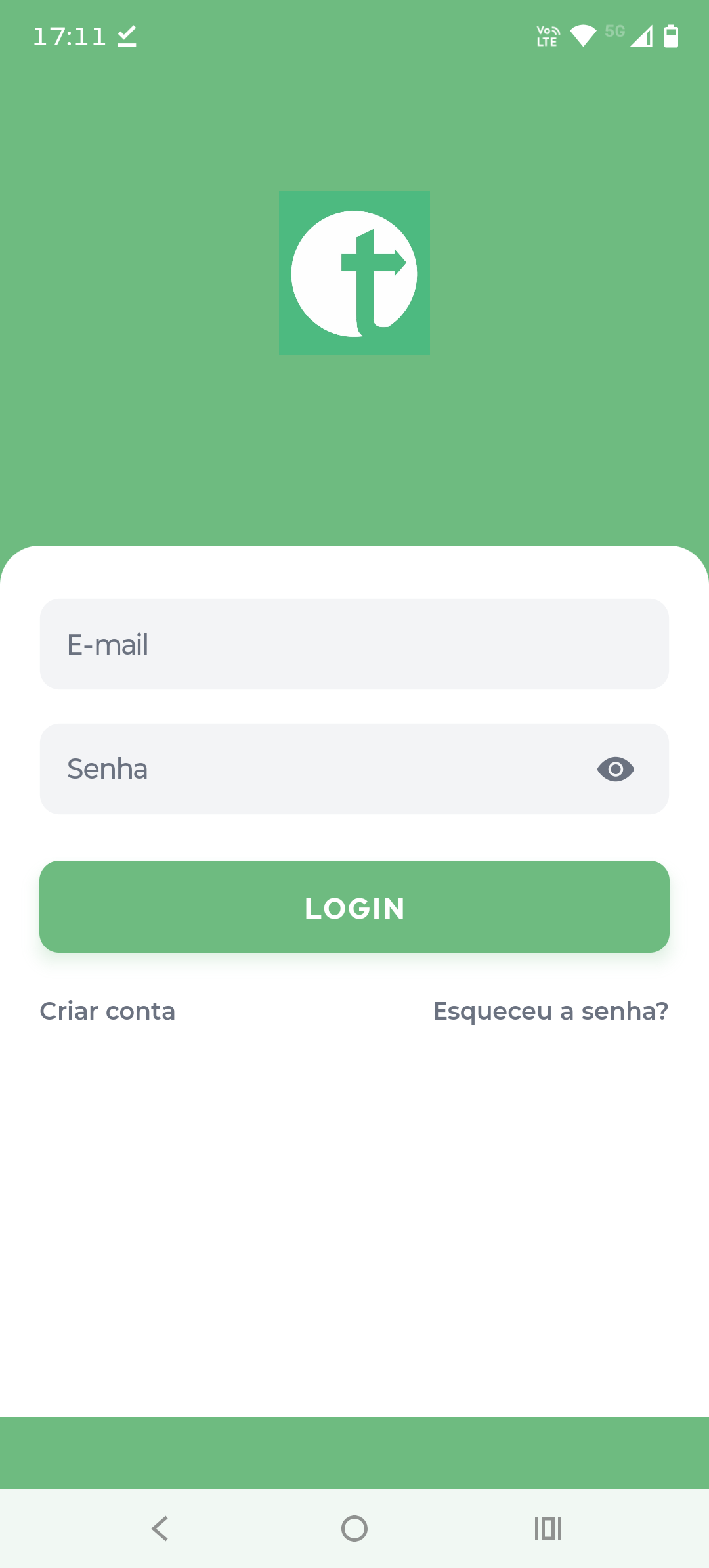 Tela de login do aplicativo do motoboy.